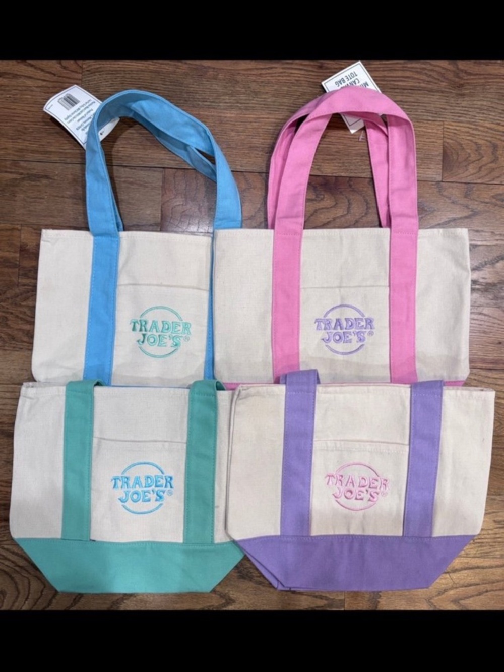 4 Trader Joe’s Mini Tote Bags - All Four Pastel Colors